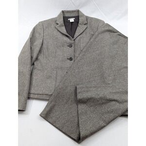 J. Crew 2PC Skirt Suit Women's 6 Gray Blazer Buttons  Wool Blend EUC
